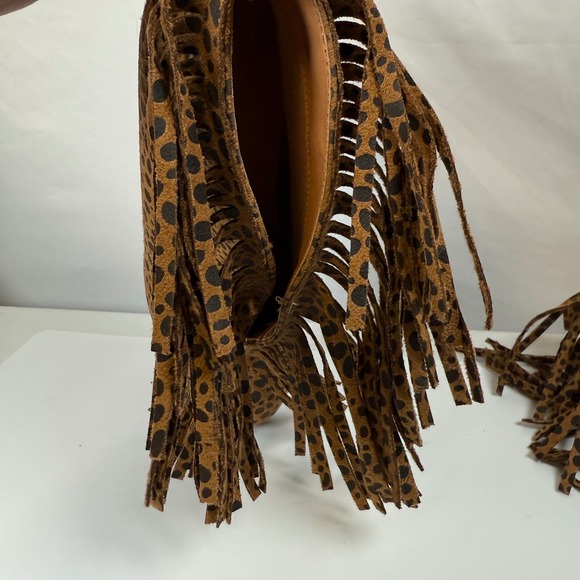 Maya Babe Fringe Ankle Boots Women's Cheetah Print Western Style Fun‎ Fashion 10 - Picture 14 of 15